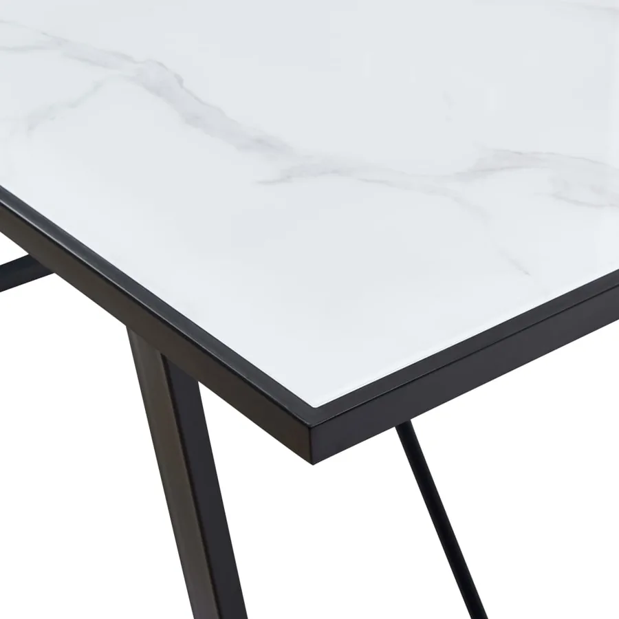 Table de salle à manger Blanc 160x80x75 cm Verre trempé - 5