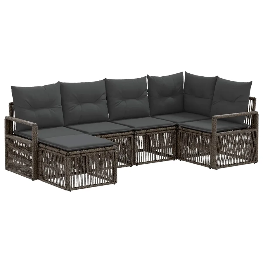Ensemble de canapé de jardin 6 pcs Gris polyrotin - 2
