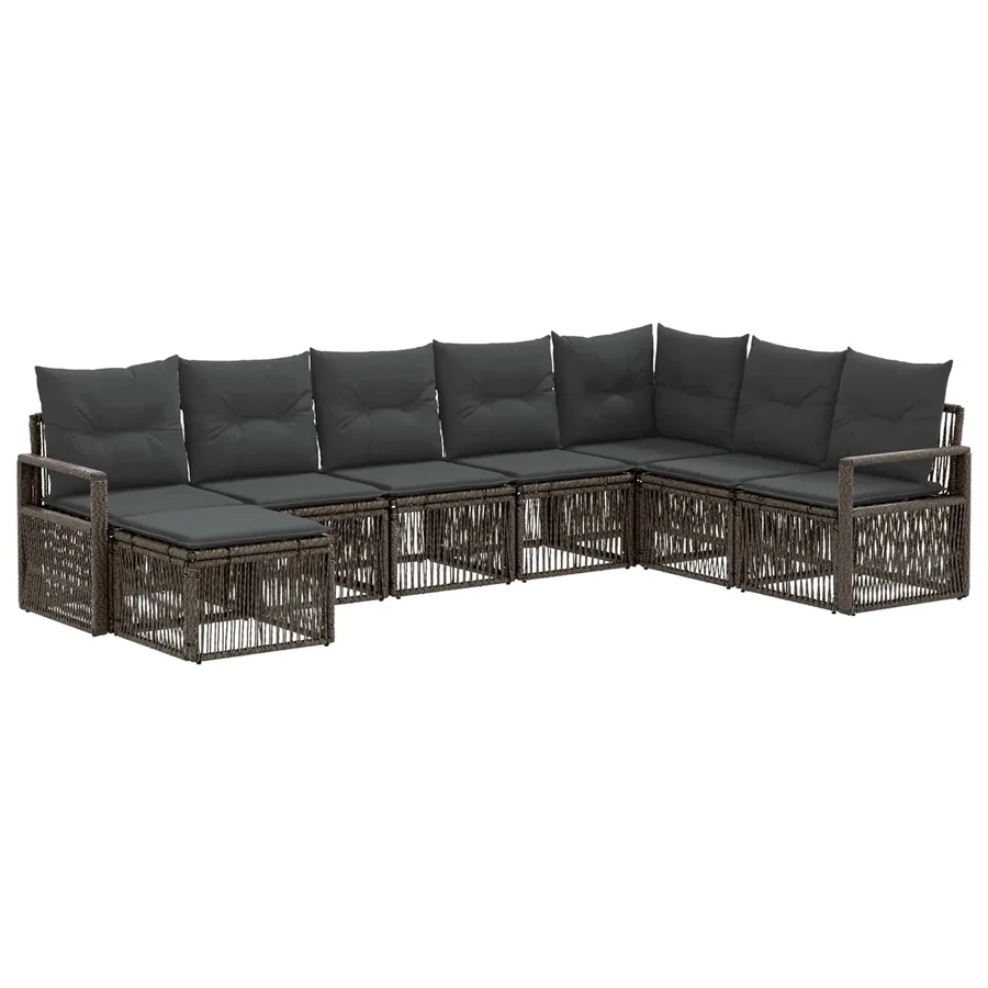 Ensemble de canapé de jardin 8 pcs Gris polyrotin - 2