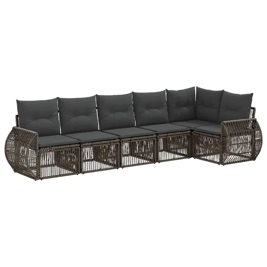 Ensemble de canapé de jardin 6 pcs Gris et Gris foncé polyrotin