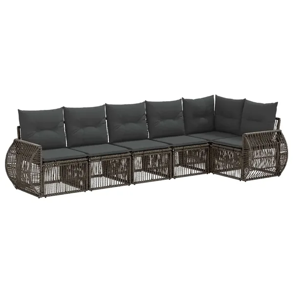 Ensemble de canapé de jardin 6 pcs Gris et Gris foncé polyrotin