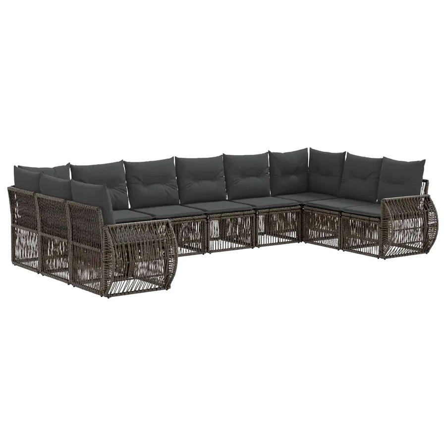 Ensemble de canapé de jardin 10 pcs Gris et Gris foncé - 2