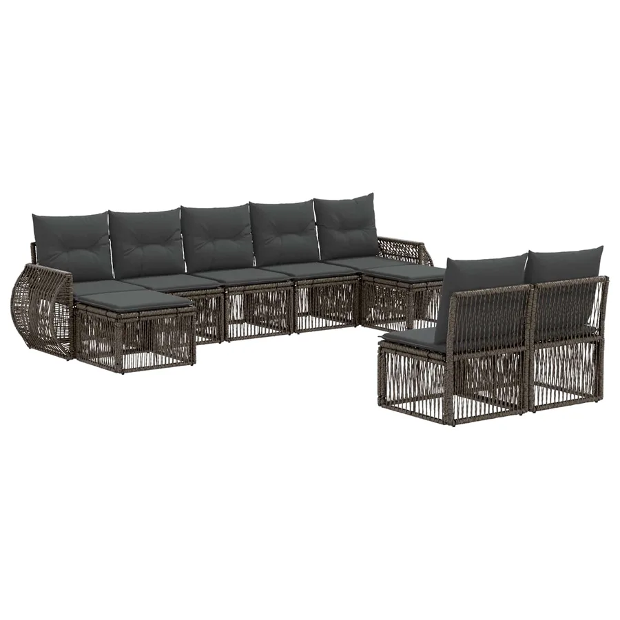 Ensemble de canapé de jardin 9 pcs Gris et Gris foncé polyrotin - 2