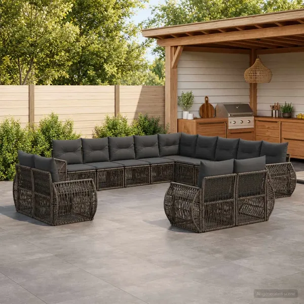 Ensemble de canapé de jardin 13 pcs Gris et Gris foncé