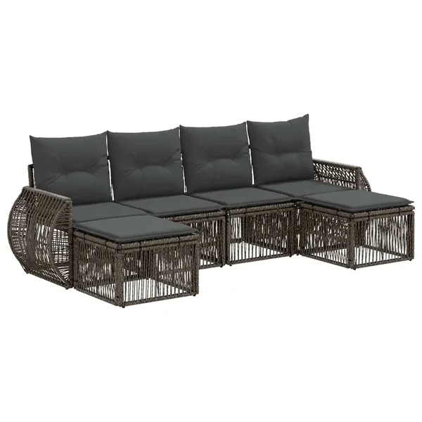 Ensemble de canapé de jardin 6 pcs Gris et Gris foncé polyrotin