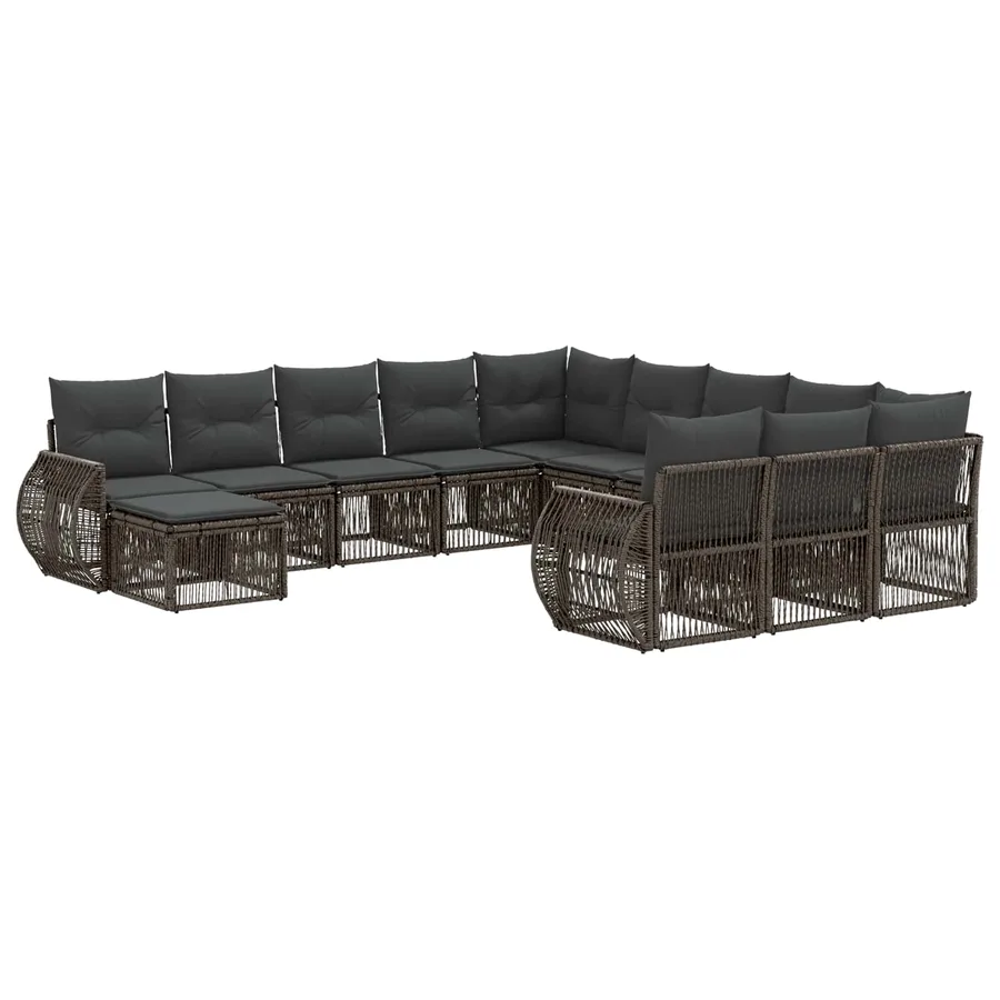 Ensemble de canapé de jardin 12 pcs Gris polyrotin - 2