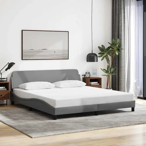 Cadre de lit Dover Gris clair 180x200 cm tissu