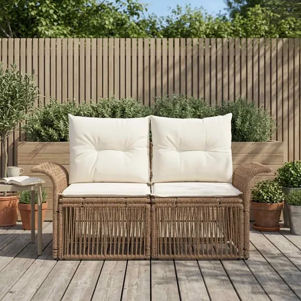 Canapé de jardin 2-Nombre de places Beige polyrotin