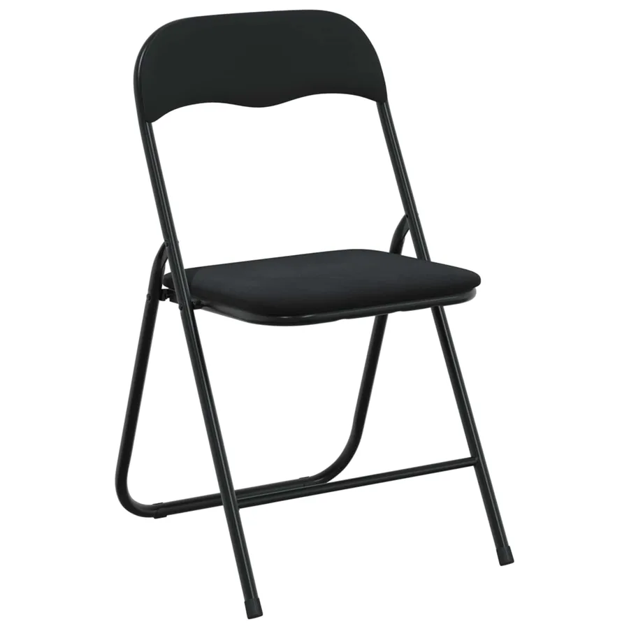 Chaise pliante 2 pcs Noir 48 x 44 x 78 cm Velours - 4