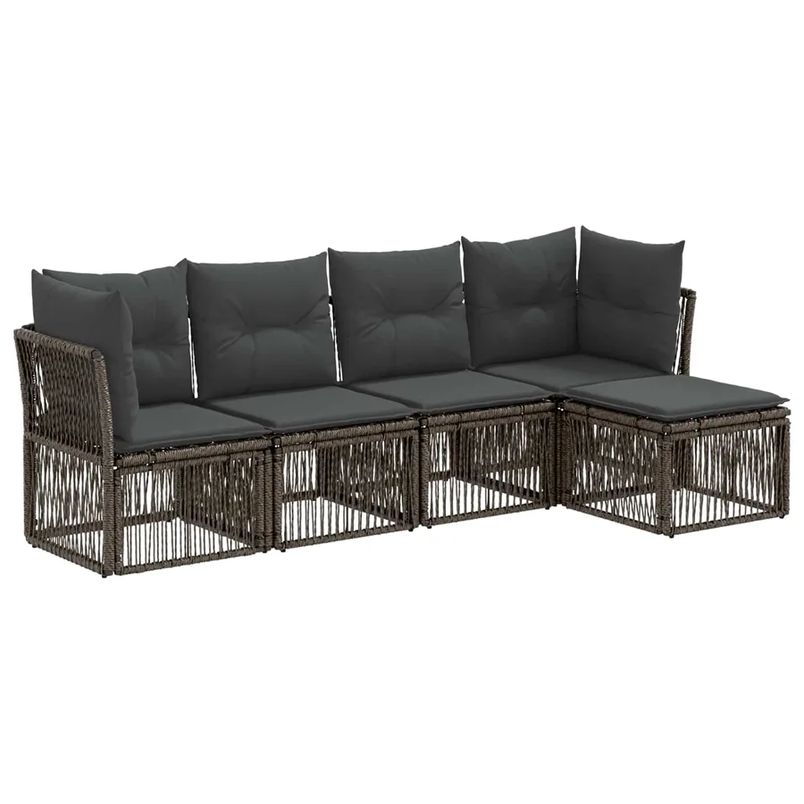 Ensemble de canapé de jardin 5 pcs Gris polyrotin - 2