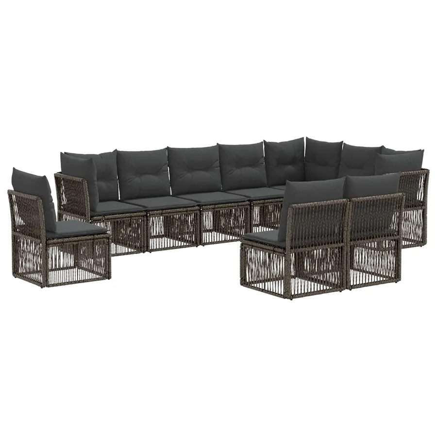Ensemble de canapé de jardin 10 pcs Gris polyrotin - 2