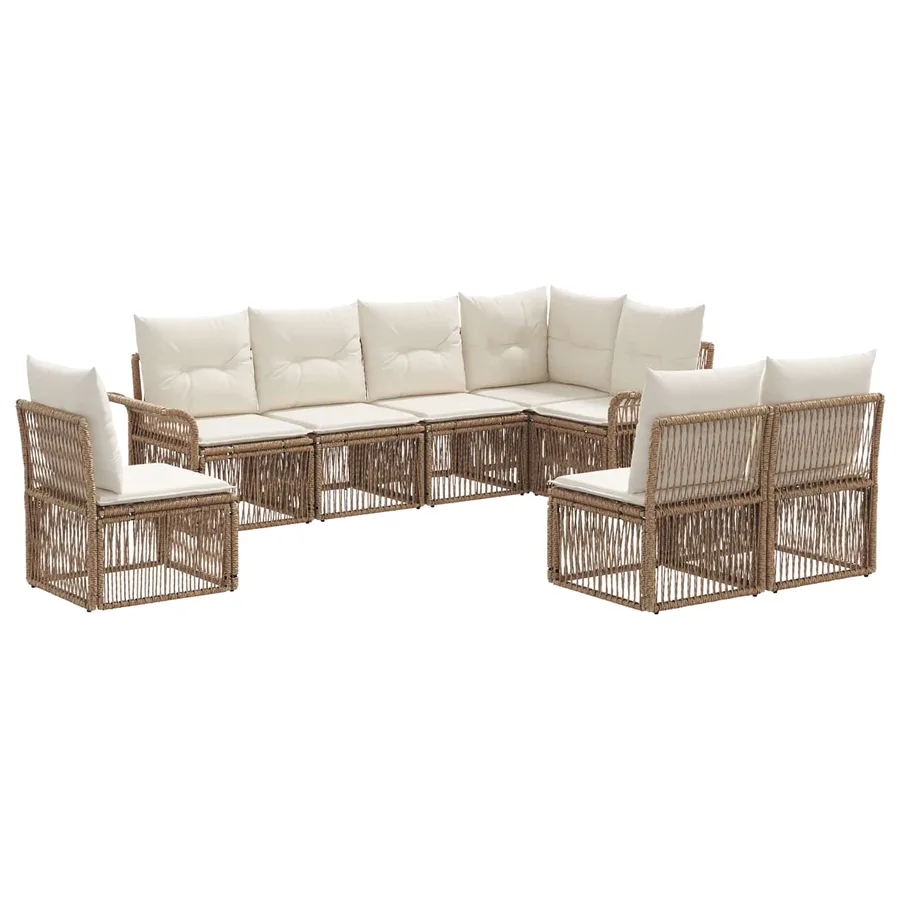 Ensemble de canapé de jardin 8 pcs Beige polyrotin - 2