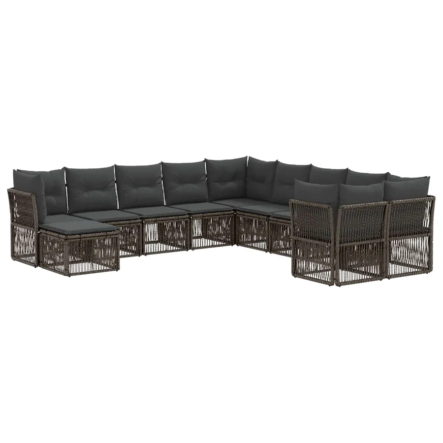 Ensemble de canapé de jardin 11 pcs Gris polyrotin