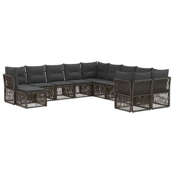 Ensemble de canapé de jardin 11 pcs Gris polyrotin