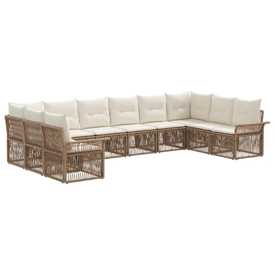 Ensemble de canapé de jardin 10 pcs Beige polyrotin - 2