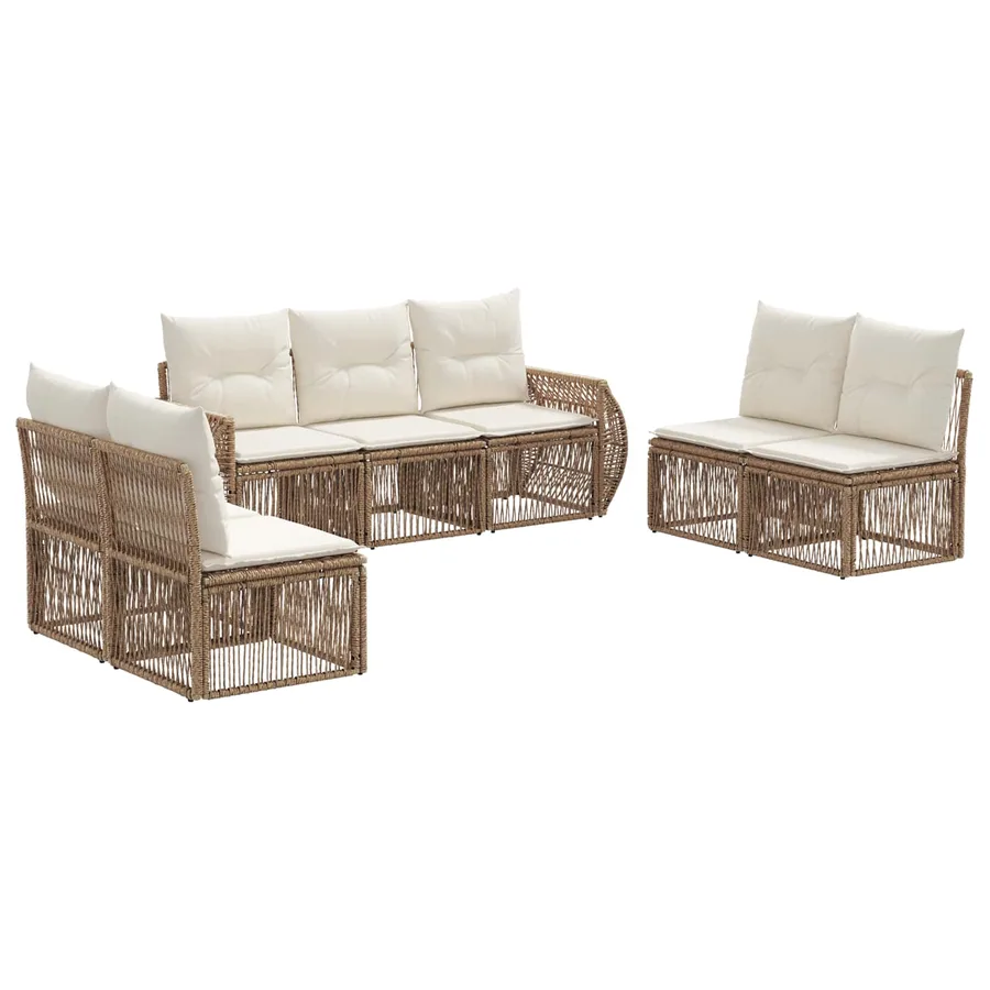 Ensemble de canapé de jardin 7 pcs Beige et blanc crème - 2