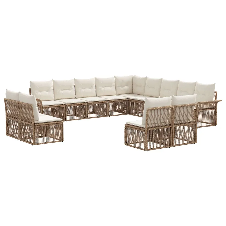 Ensemble de canapé de jardin 13 pcs Beige polyrotin - 2