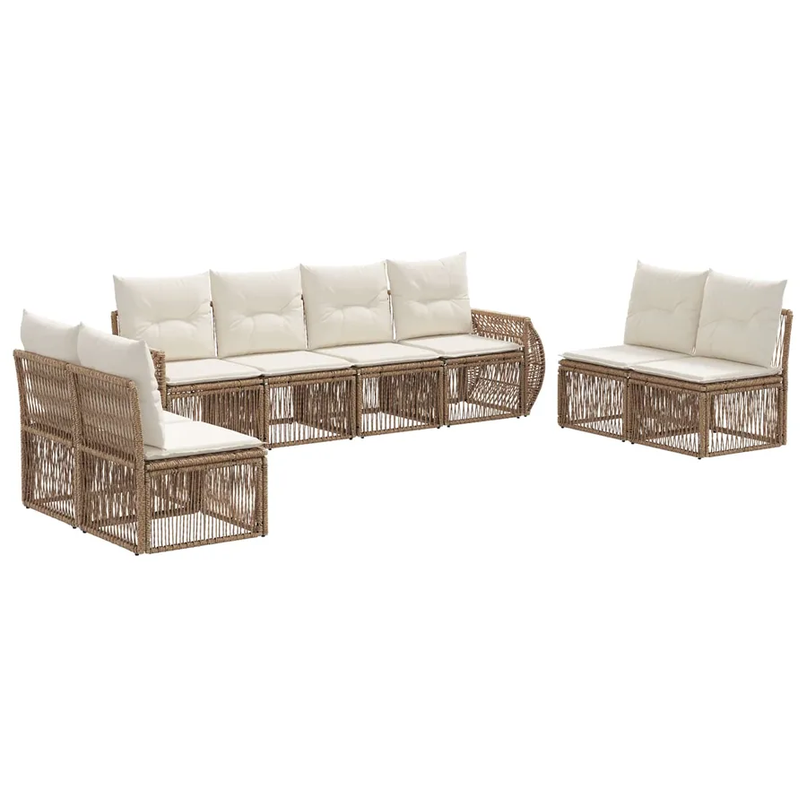 Ensemble de canapé de jardin 8 pcs Beige et blanc crème - 2