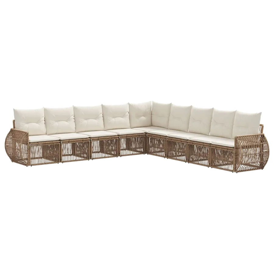 Ensemble de canapé de jardin 9 pcs Beige et blanc crème - 2