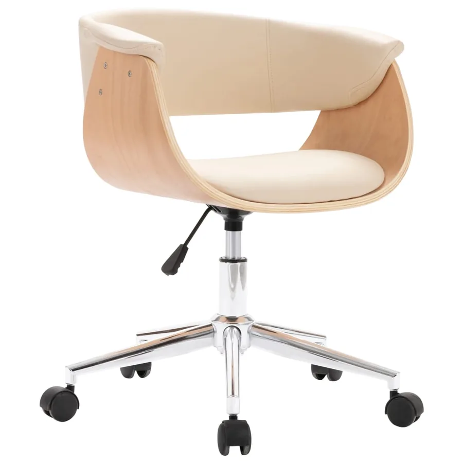 Chaise pivotante à manger Crème Bois courbé et Similicuir - 2