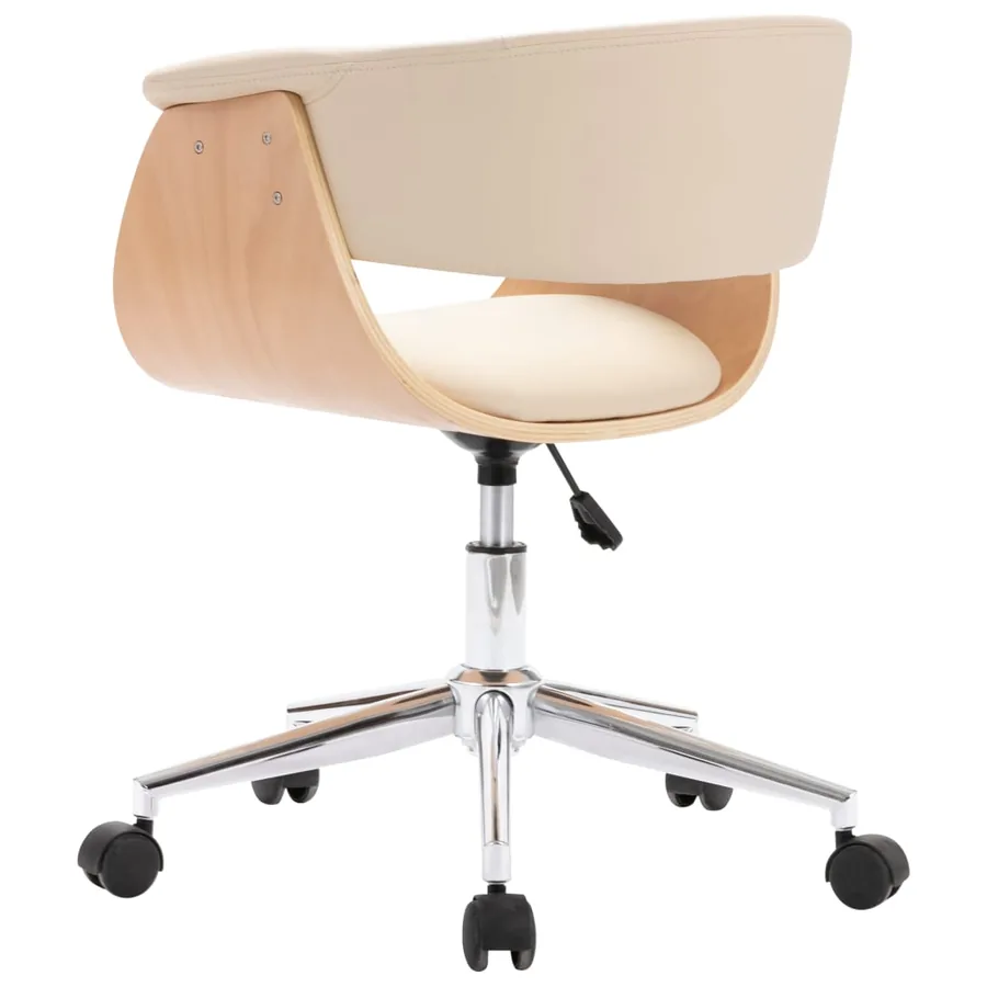 Chaise pivotante à manger Crème Bois courbé et Similicuir - 4