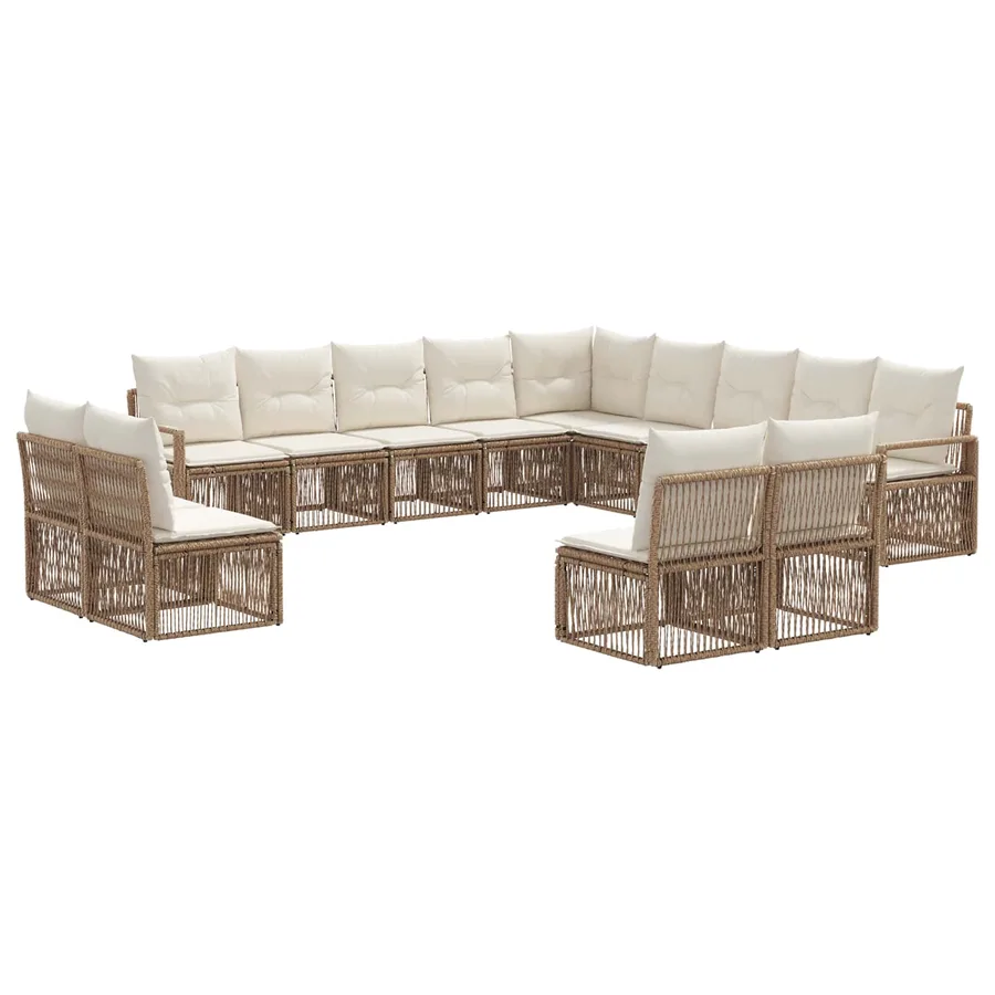 Ensemble de canapé de jardin 13 pcs Beige polyrotin - 2