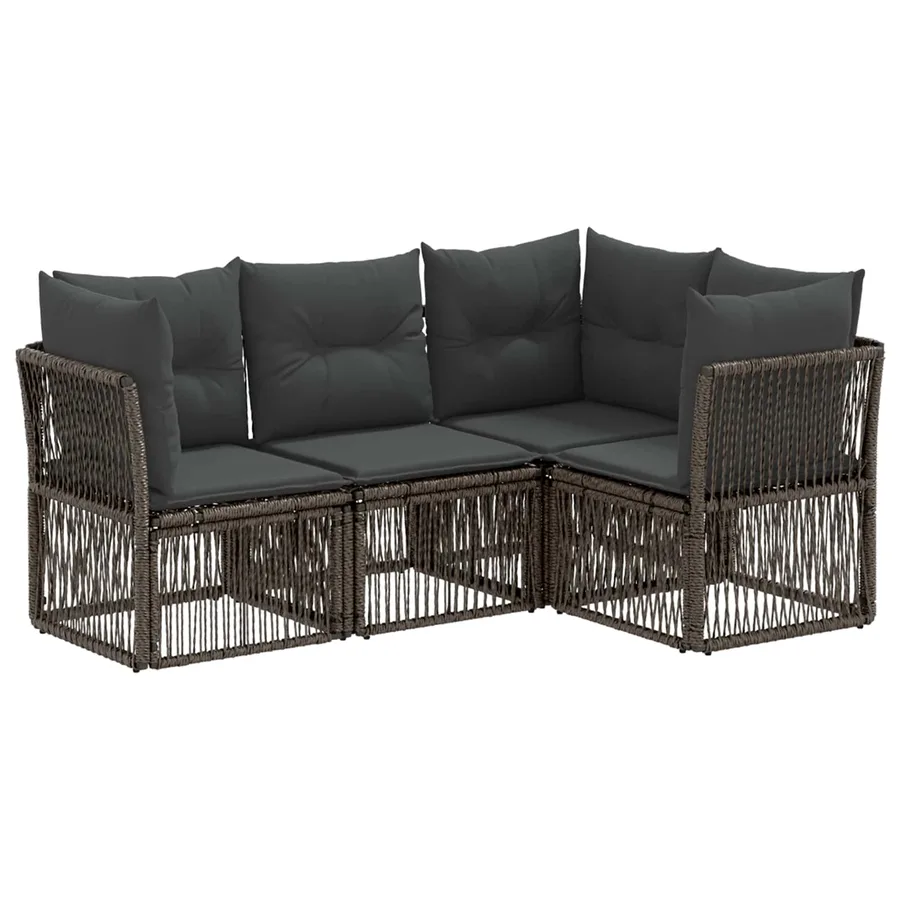 Ensemble de canapé de jardin 4 pcs Gris polyrotin - 2