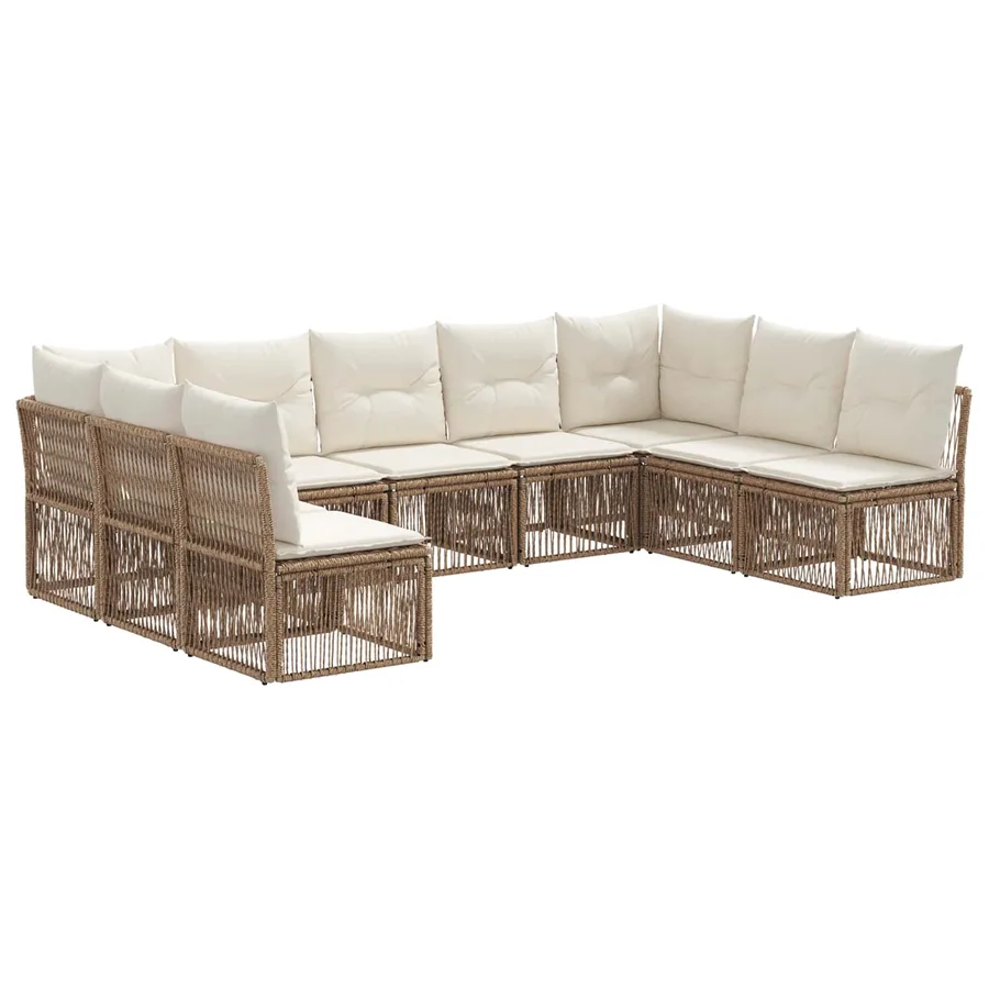 Ensemble de canapé de jardin 9 pcs Beige polyrotin - 2