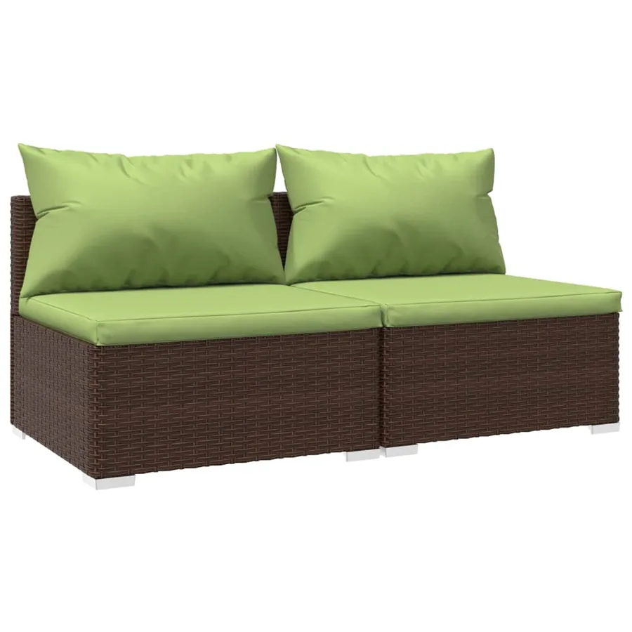Salon de jardin 2 pcs avec coussins Résine tressée Marron - 2