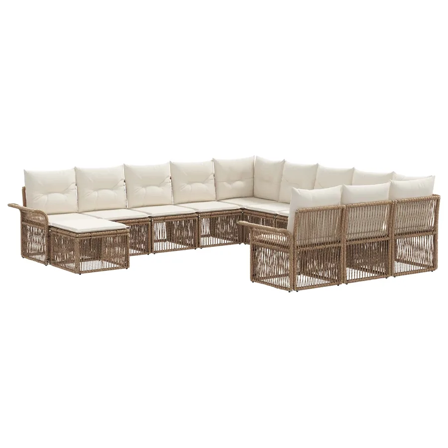Ensemble de canapé de jardin 12 pcs Beige et blanc crème - 2