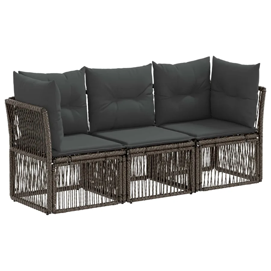 Ensemble de canapé de jardin 3 pcs Gris polyrotin