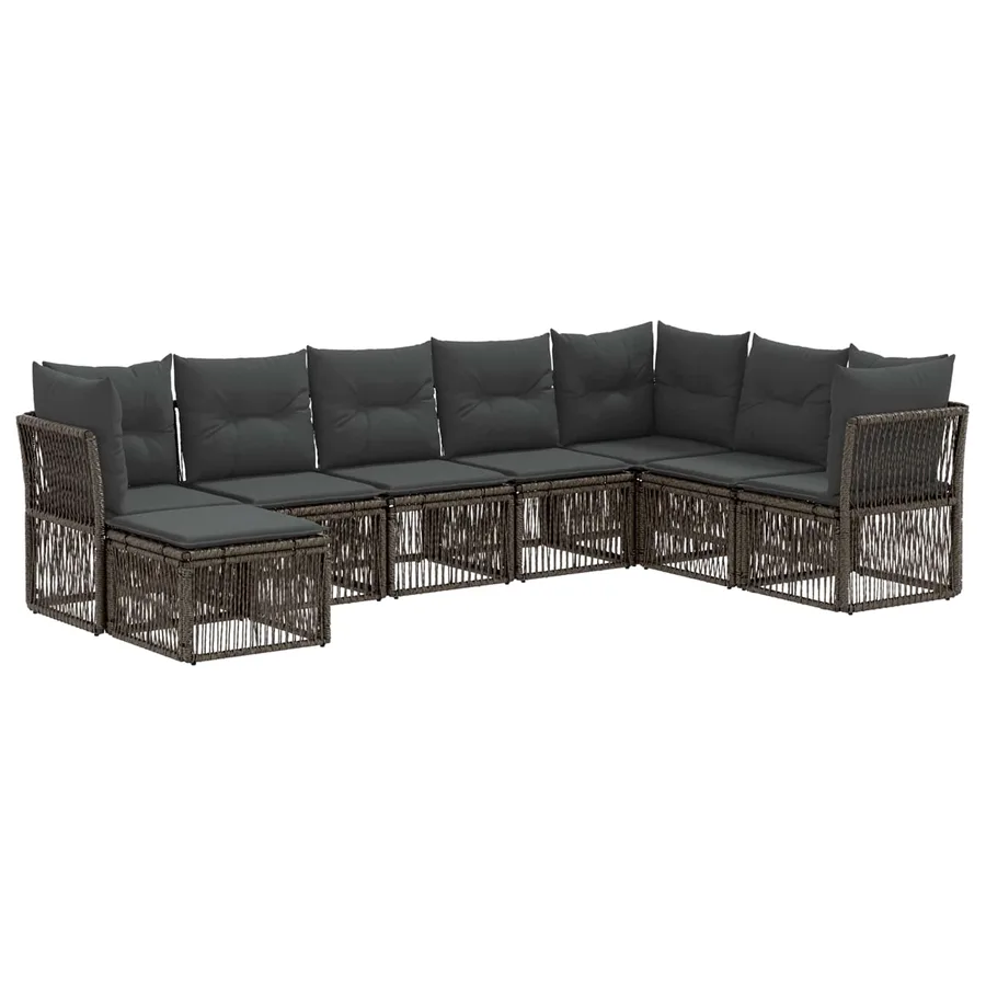 Ensemble de canapé de jardin 8 pcs Gris polyrotin - 2