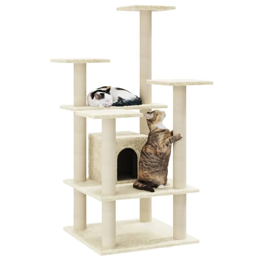 Arbre à chat avec griffoirs en sisal Crème 110 cm - 3