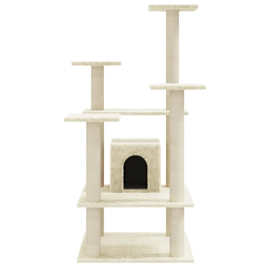 Arbre à chat avec griffoirs en sisal Crème 110 cm - 4