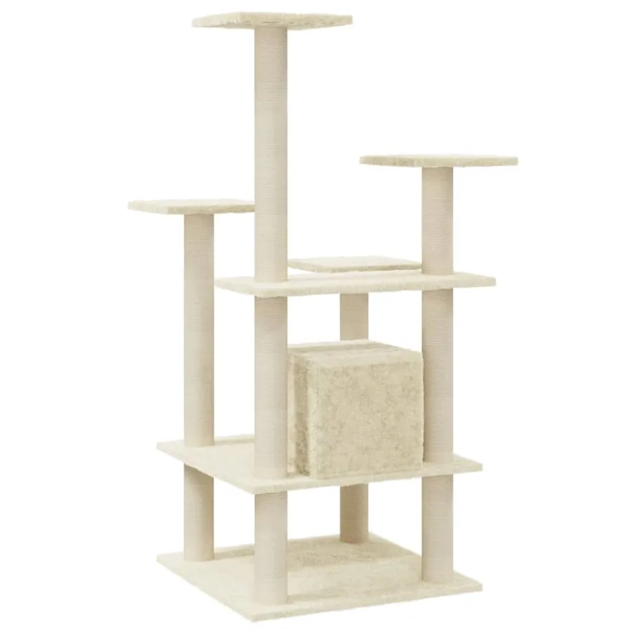 Arbre à chat avec griffoirs en sisal Crème 110 cm - 6