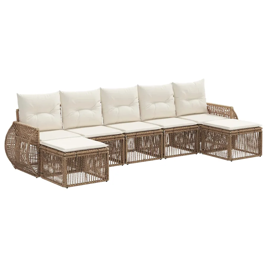 Ensemble de canapé de jardin 7 pcs Beige et blanc crème - 2