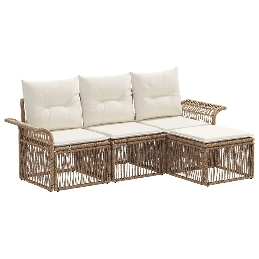 Ensemble de canapé de jardin 4 pcs Beige polyrotin - 2