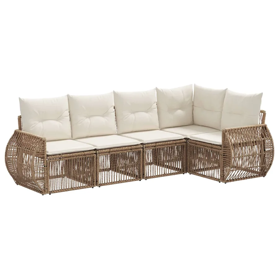 Ensemble de canapé de jardin 5 pcs Beige et blanc crème - 2