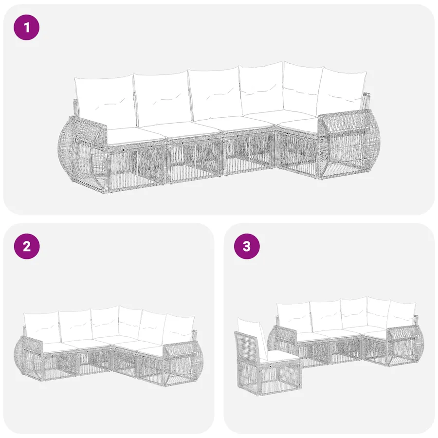 Ensemble de canapé de jardin 5 pcs Beige et blanc crème - 7