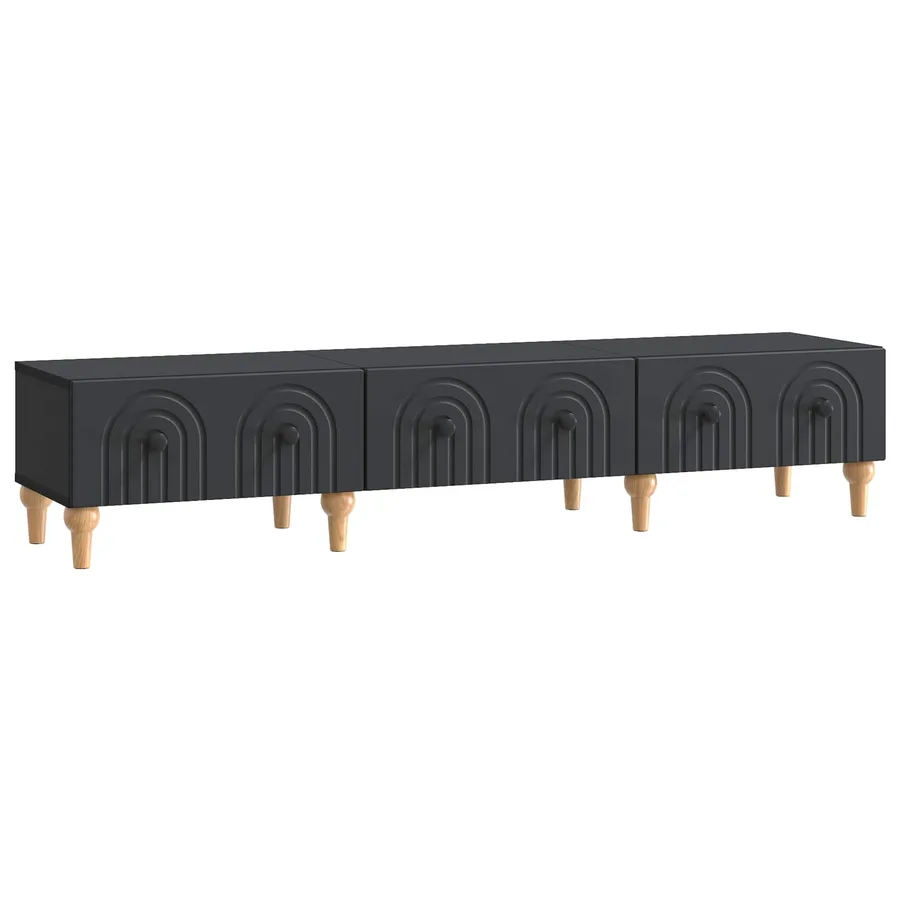 Meuble TV avec tiroir Noir 147 x 34,5 x 30 cm Bois d'ingénierie - 2