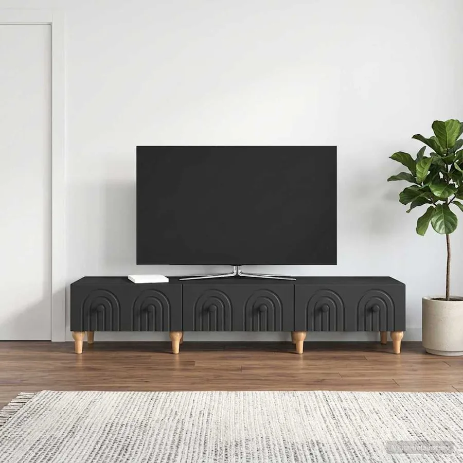 Meuble TV avec tiroir Noir 147 x 34,5 x 30 cm Bois d'ingénierie - 4