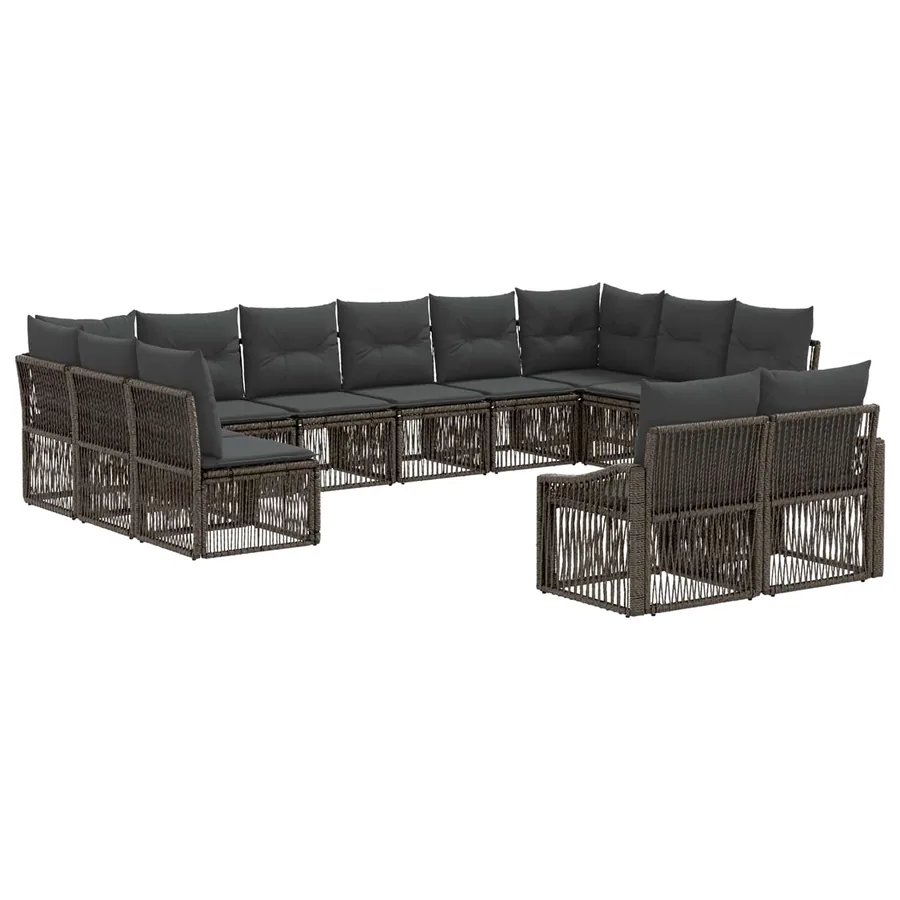 Ensemble de canapé de jardin 12 pcs Gris polyrotin