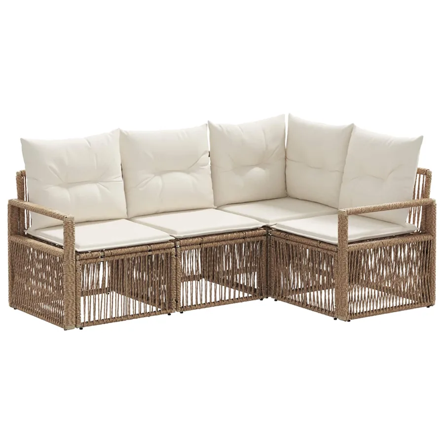 Ensemble de canapé de jardin 4 pcs Beige polyrotin - 2
