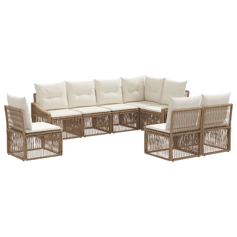 Ensemble de canapé de jardin 8 pcs Beige polyrotin - 2