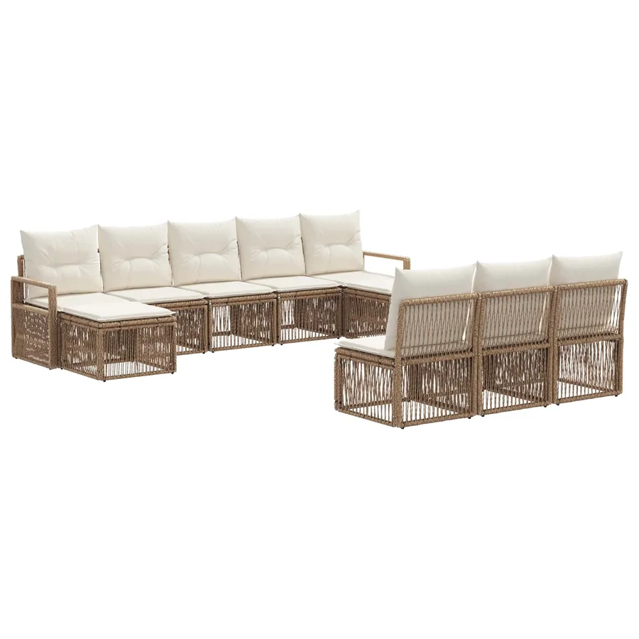 Ensemble de canapé de jardin 10 pcs Beige polyrotin - 2
