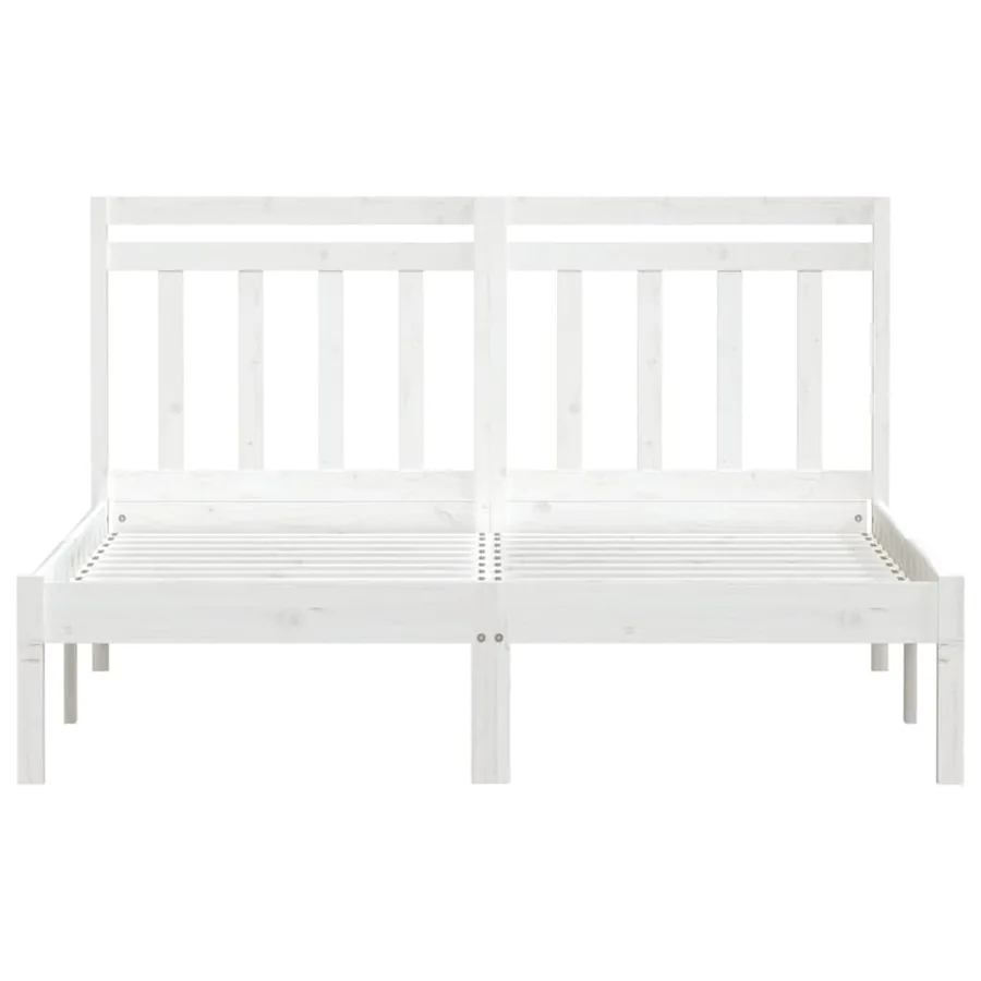 Cadre de lit sans matelas blanc bois massif 140x190 cm - 4