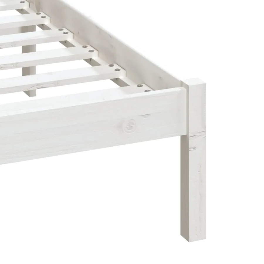 Cadre de lit sans matelas blanc bois massif 140x190 cm - 7