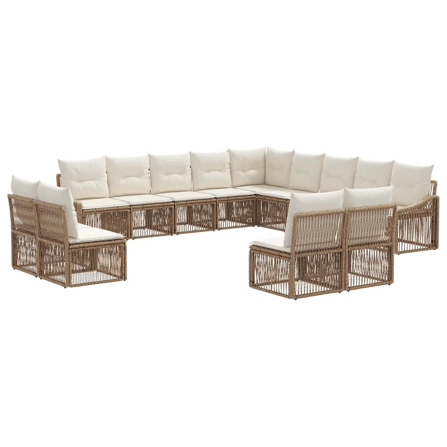 Ensemble de canapé de jardin 13 pcs Beige polyrotin - 2