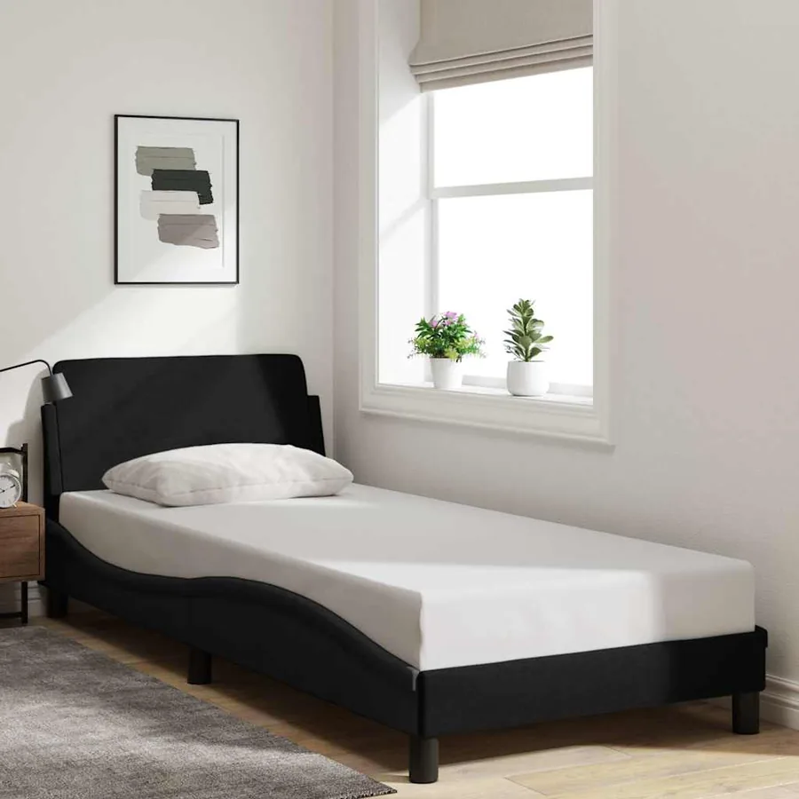 Cadre de lit Dover noir 90x190 cm en tissu