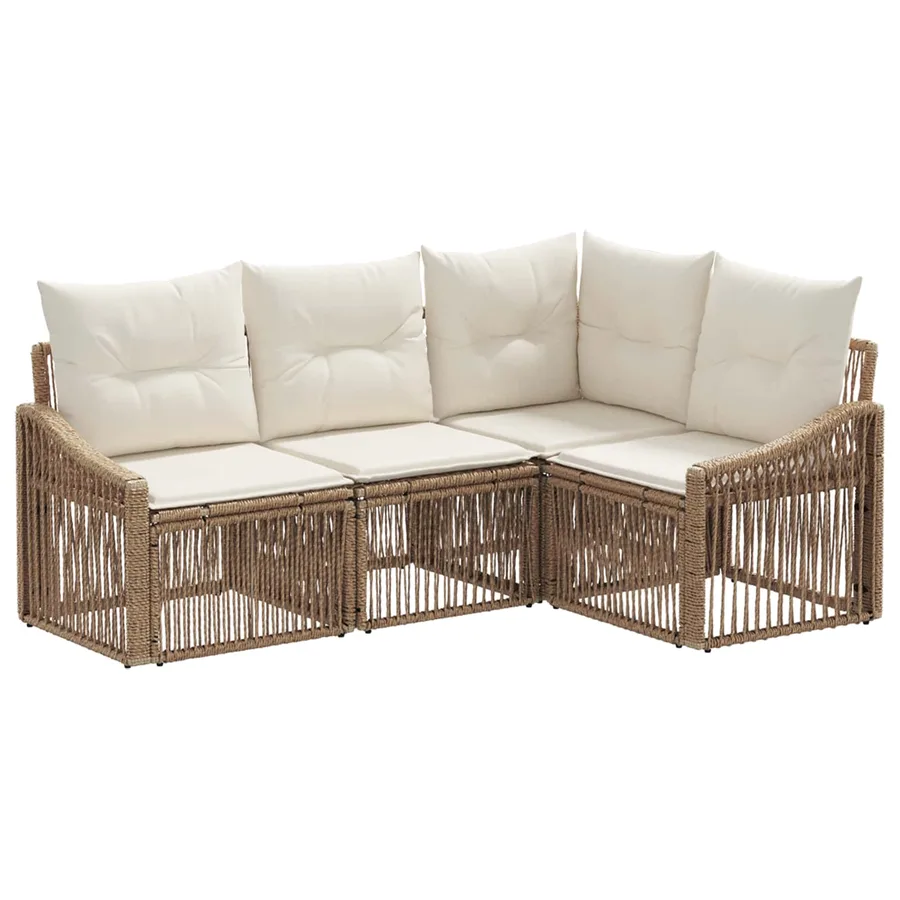 Ensemble de canapé de jardin 4 pcs Beige polyrotin - 2